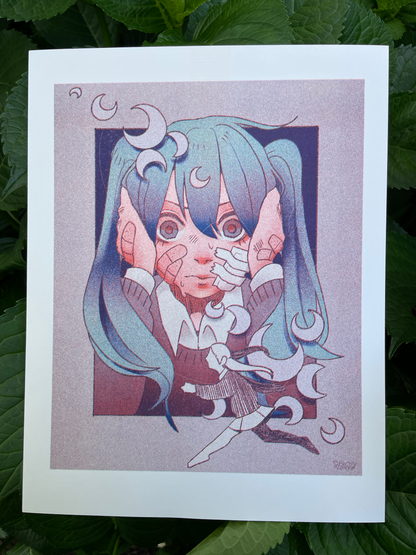 Rolling Girl Risograph Print