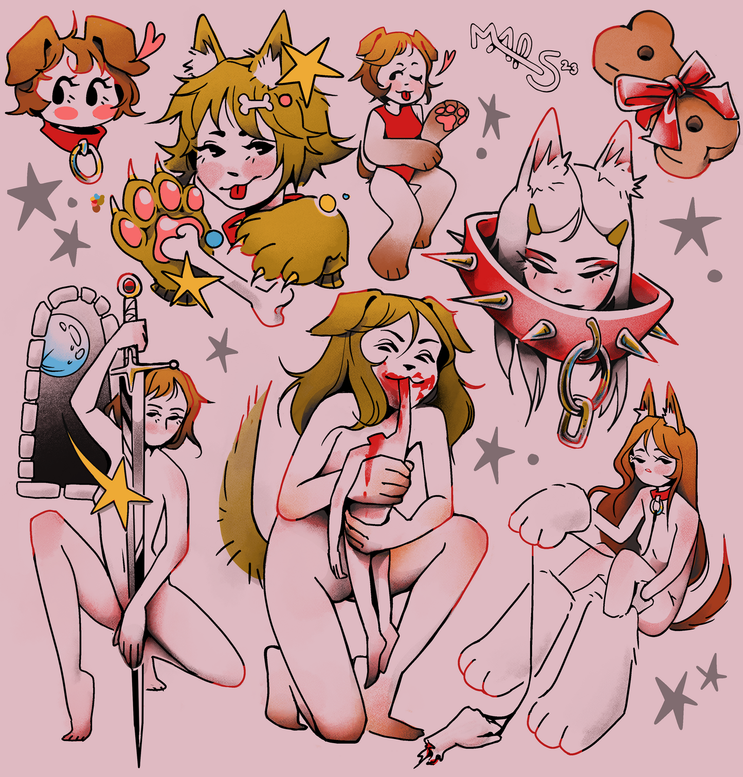 Dog Girl Print